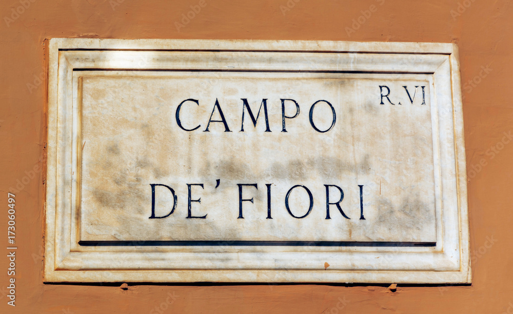 Naklejka premium Campo de Fiori sign of in Rome