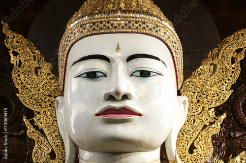 Buddha in gold, royal clothes,Ngar Htat Gyee pagoda,Yangon, Myanmar(Burma) photo