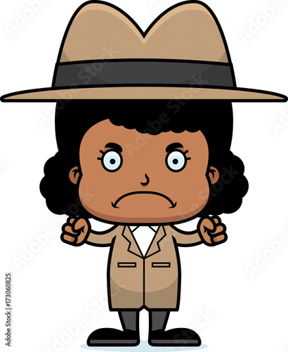 Cartoon Angry Detective Girl