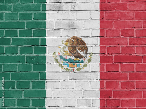 Mexico Politics Concept: Mexican Flag Wall Background Texture