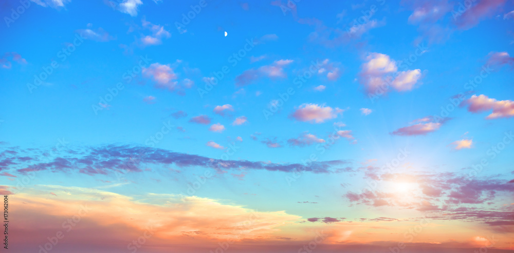Sunrise summer sky panorama