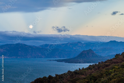 View of Atitlan lake and Cerro de Oro volcano  Guatemala