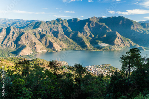 Atitlan lake in Guatemala. The closest village is San Pedro, picture taken from San Pedro volcano.