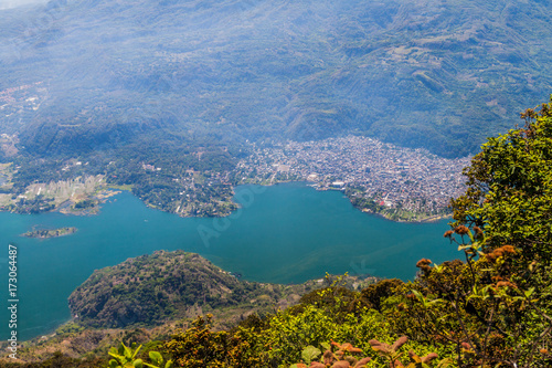 Aerial view of Santiago Atitlan village  Guatemala