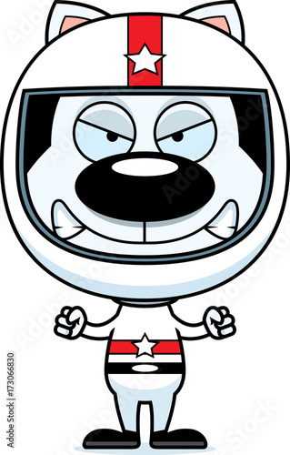 Cartoon Angry Race Car Driver Kitten
