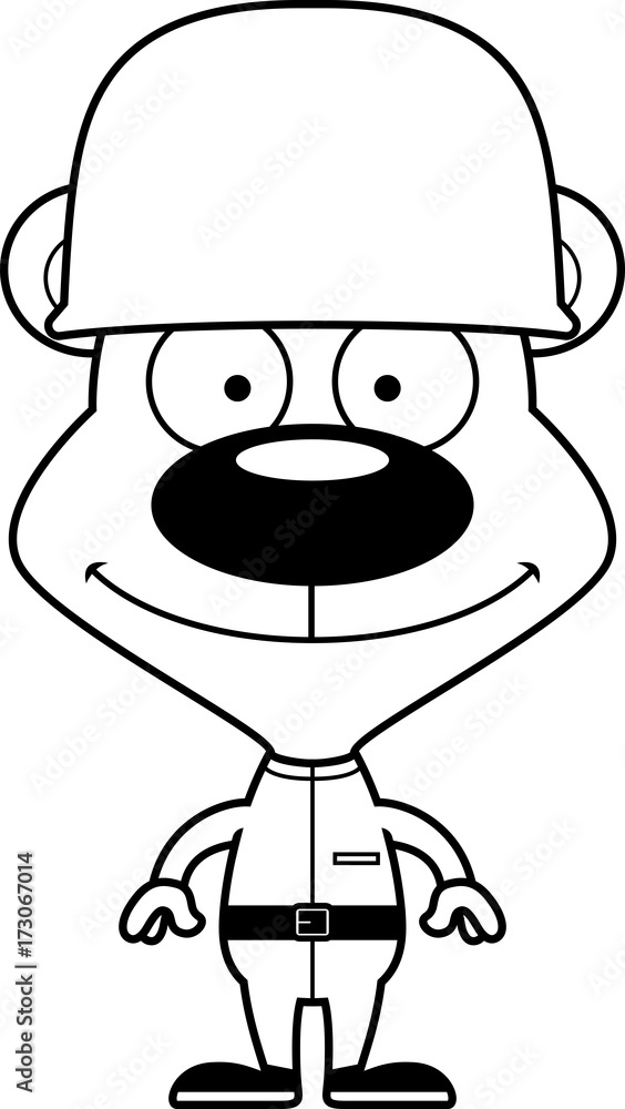 Obraz premium Cartoon Smiling Soldier Bear