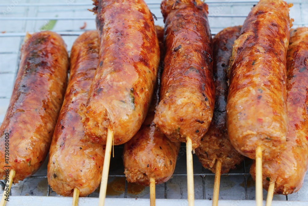 Grilled sausage asia is delicious in market Grilled sausage asia is delicious in market