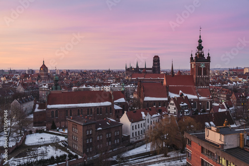 Gdansk, Poland - Frosty Sunrise over the City Skyline photo