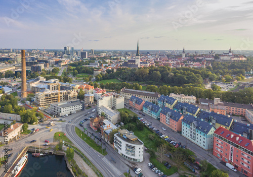 Aerial view panorama city Tallinn, Estonia. photo