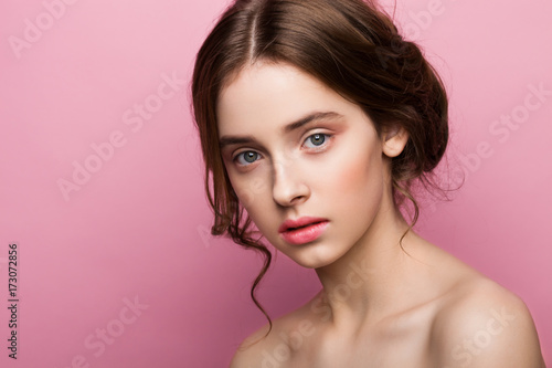 Beauty cute fashion model with natural make up