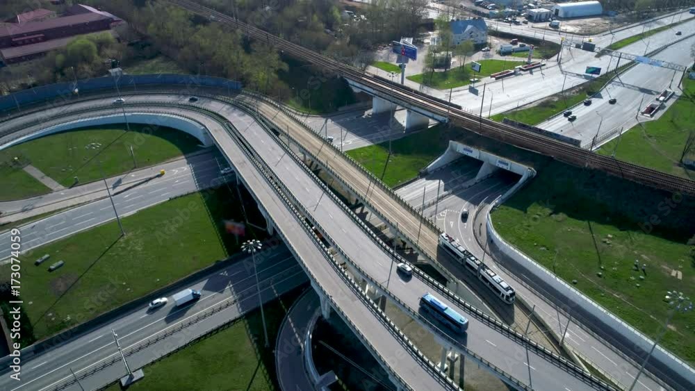 Aerial view of a freeway intersection Aerial view of a freeway intersection