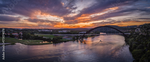 Pennybacker Bridge in Austin, Texas during sunset photo