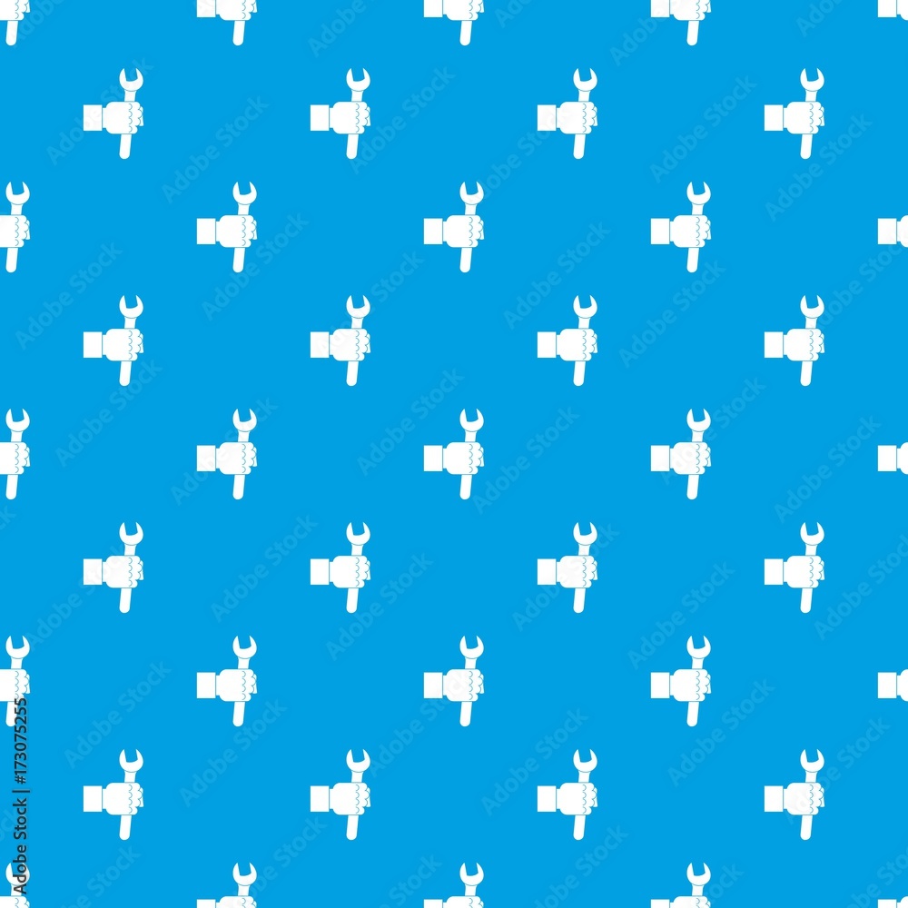 Wrench tool in man hand pattern seamless blue Wrench tool in man hand pattern seamless blue