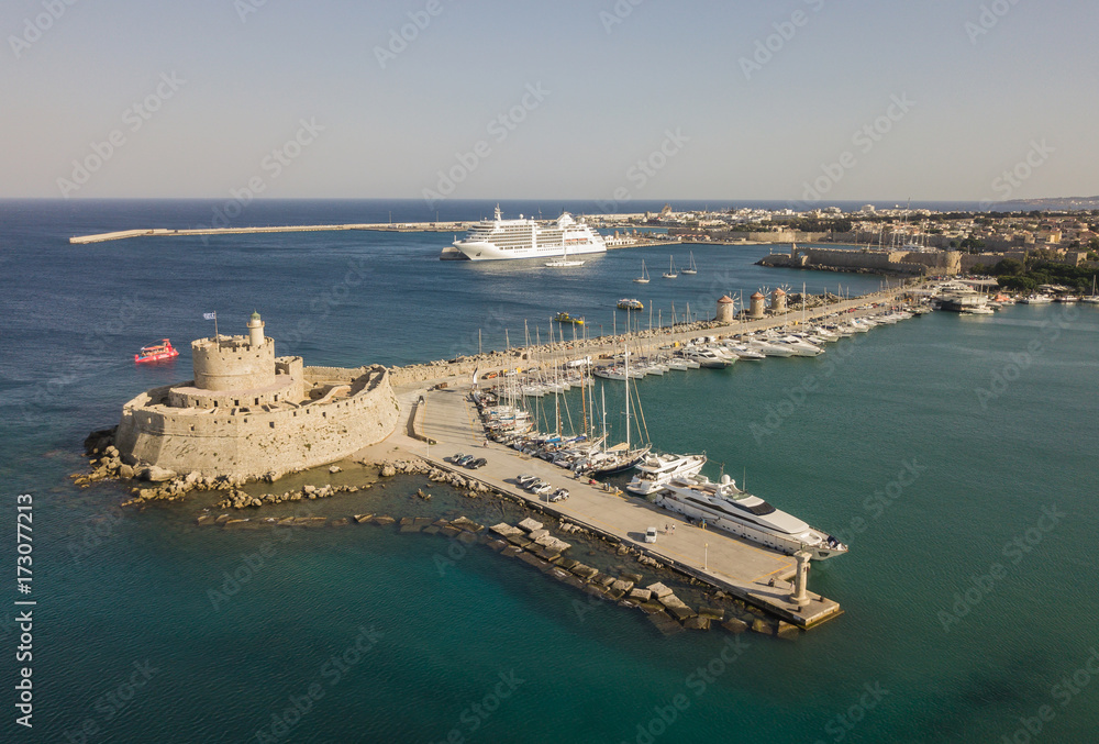 Fort of St. Nicholas in Rhodes. Aerial view