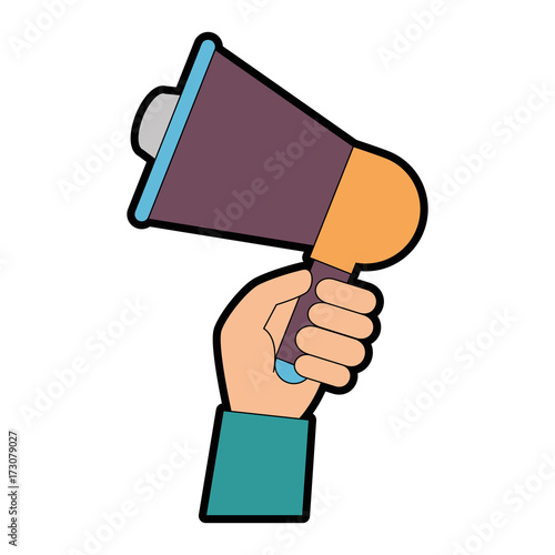 hand with megaphone audio isolated icon