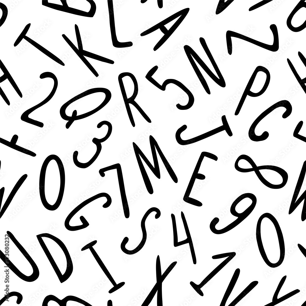 Seamless pattern - vector letters and digits Seamless pattern - vector letters and digits