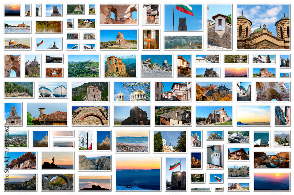 Travel photos collage with images from Bulgaria