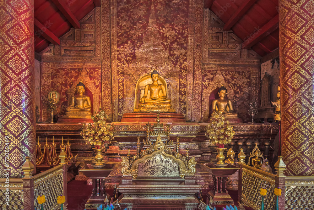 Interior of a temple in Chiang Mai, Thailand.