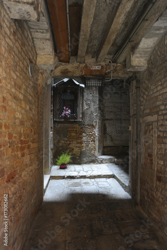 The inner courtyard in the ancient Venice  Italy