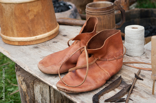 Pair of antique leather shoes
