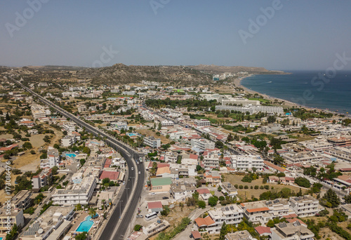 Aerial view of resort area, Faliraki, Greece