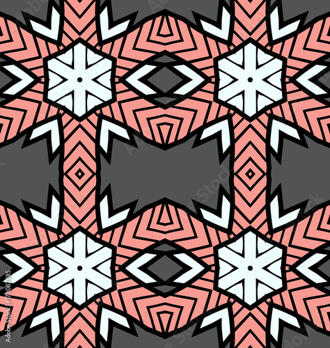 Seamless striped vector pattern. Vintage colored decorative repainting background with tribal and ethnic motifs. Abstract geometric roughly hatched shapes colored with hand drawn brush stokes.