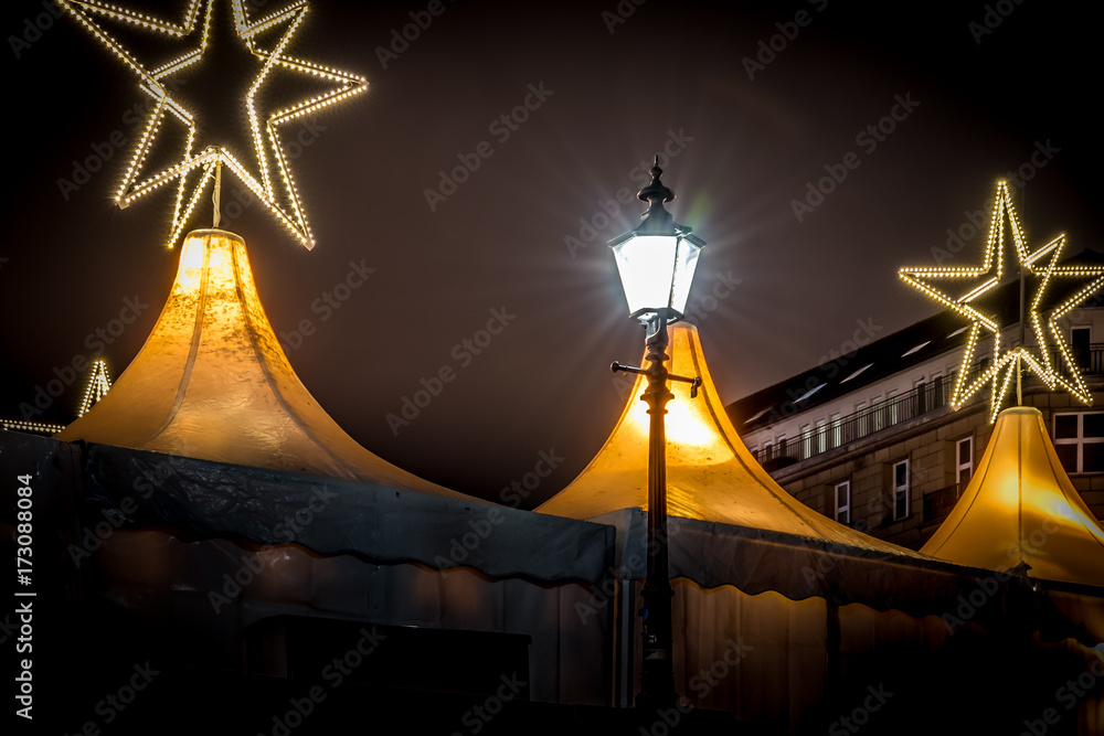 Christmas Pavilions during Christmas Market in Hamburg