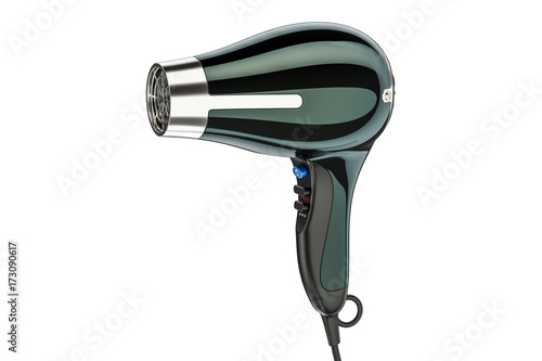 Black hair dryer, 3D rendering