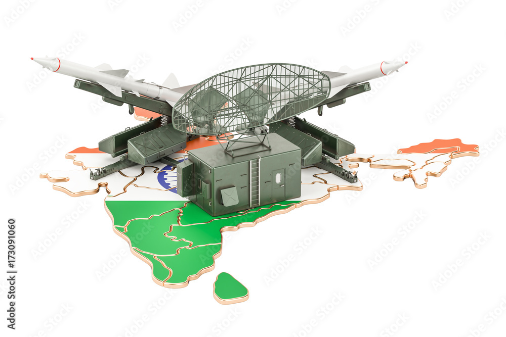 Indian missile defence system concept, 3D rendering Indian missile defence system concept, 3D rendering