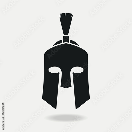 Spartan Helmet icon front. Greek or Roman head armor for Gladiator, legionnaire. Vector illustration.