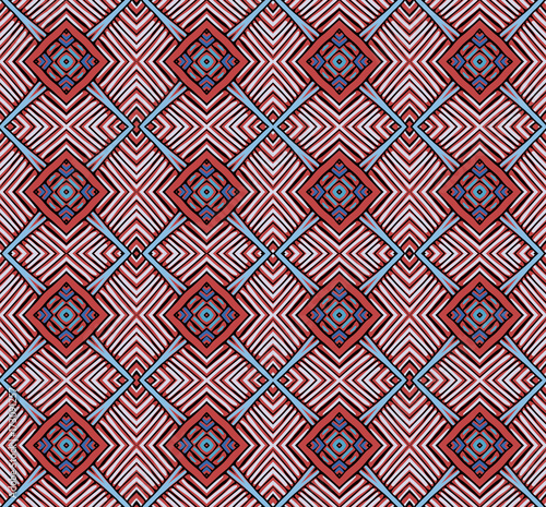 Seamless striped vector pattern. Vintage colored decorative repainting background with tribal and ethnic motifs. Abstract geometric roughly hatched shapes colored with hand drawn brush stokes.