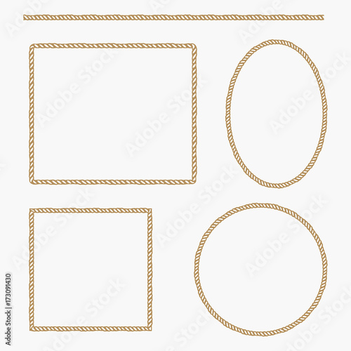 Set of rope frame. Vector illustration.