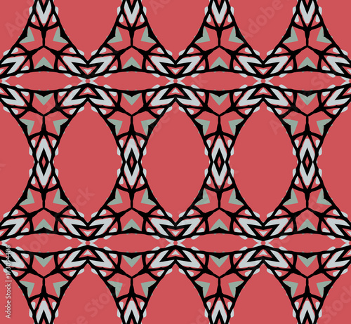 Seamless striped vector pattern. Vintage colored decorative repainting background with tribal and ethnic motifs. Abstract geometric roughly hatched shapes colored with hand drawn brush stokes.