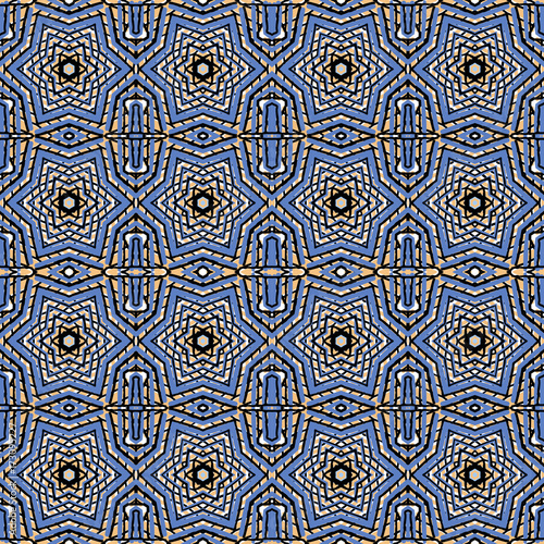 Seamless striped vector pattern. Vintage colored decorative repainting background with tribal and ethnic motifs. Abstract geometric roughly hatched shapes colored with hand drawn brush stokes.