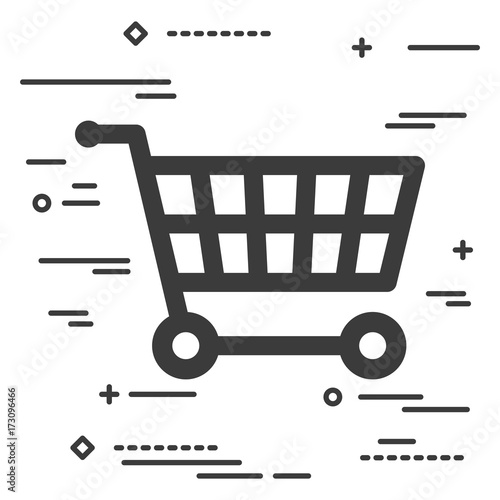 Flat Line art design graphic image concept of shopping cart icon