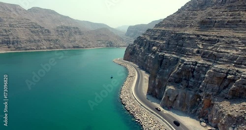 cars driving on road Musandam Sultanate of Oman photo
