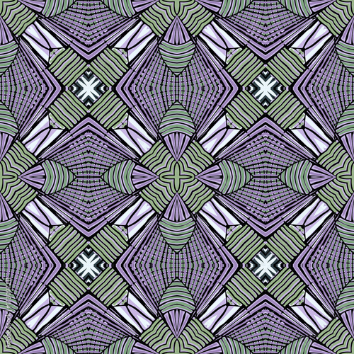 Seamless striped vector pattern. Vintage colored decorative repainting background with tribal and ethnic motifs. Abstract geometric roughly hatched shapes colored with hand drawn brush stokes.