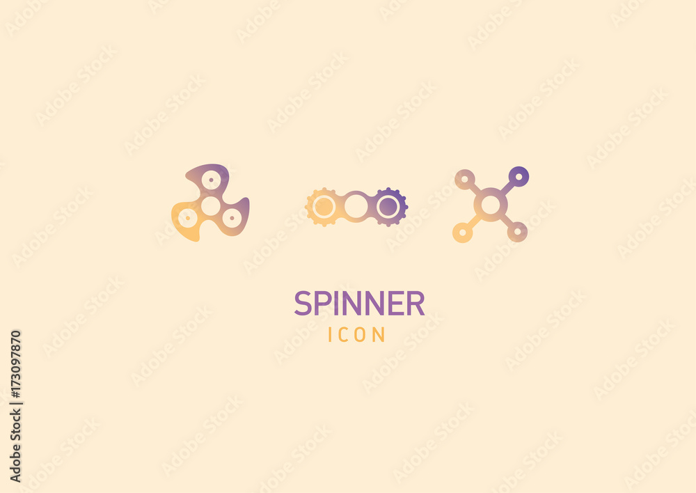 Design Linear multicolored icons of fidget spinners Design Linear multicolored icons of fidget spinners