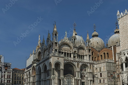 Fragment of  beauty Saint Mark's Basilica and  Doge's Palace at San Marco square or piazza, Venezia, Venice, Italy, Europe  © vili45