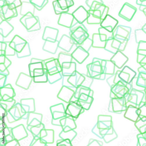 Green repeating abstract geometric square pattern background - vector design from random rotated squares with opacity effect