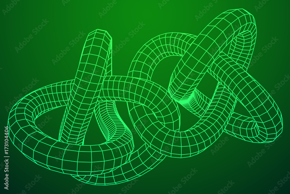 Low poly knot or wire wireframe mesh background. Scinece and tech vector illustration. Low poly knot or wire wireframe mesh background. Scinece and tech vector illustration.