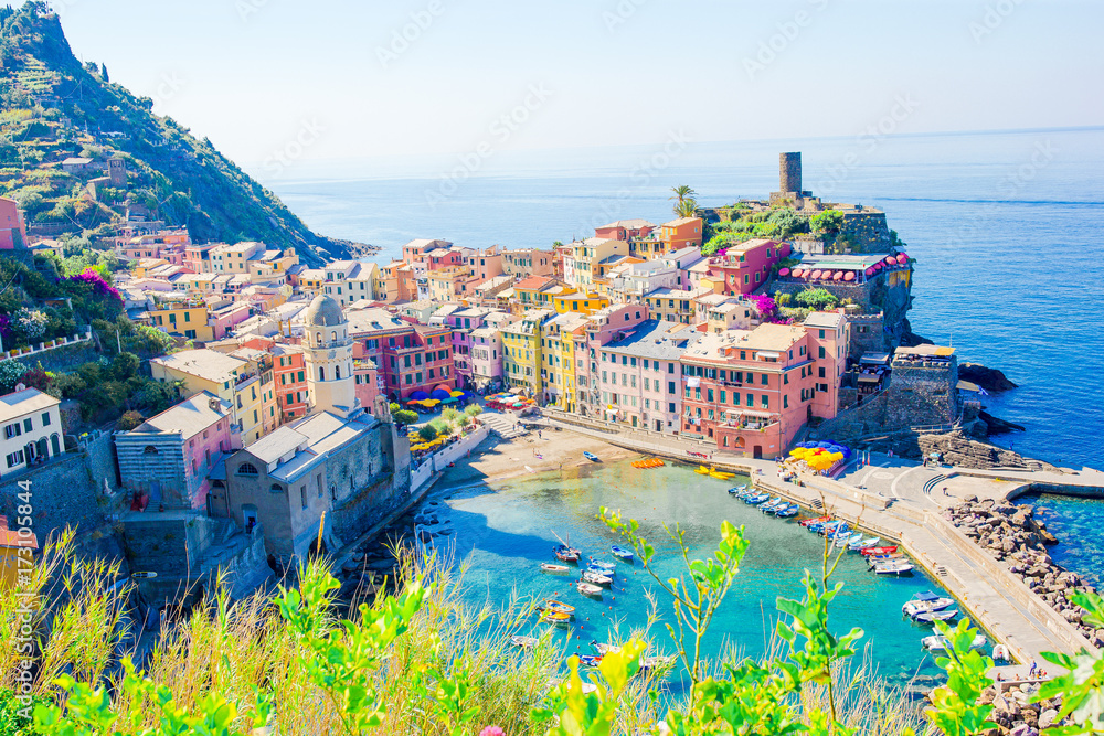 Beautiful Vernazza in Cinque Terre. One of five famous colorful villages of Cinque Terre National Park in Italy