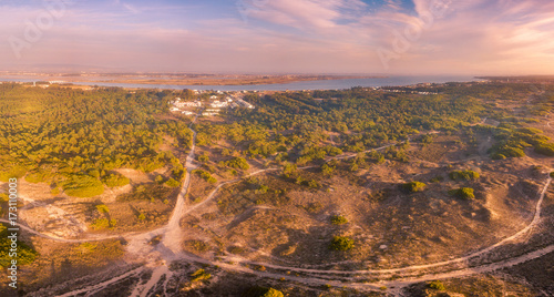 Aerial view of Murtosa at sunset photo