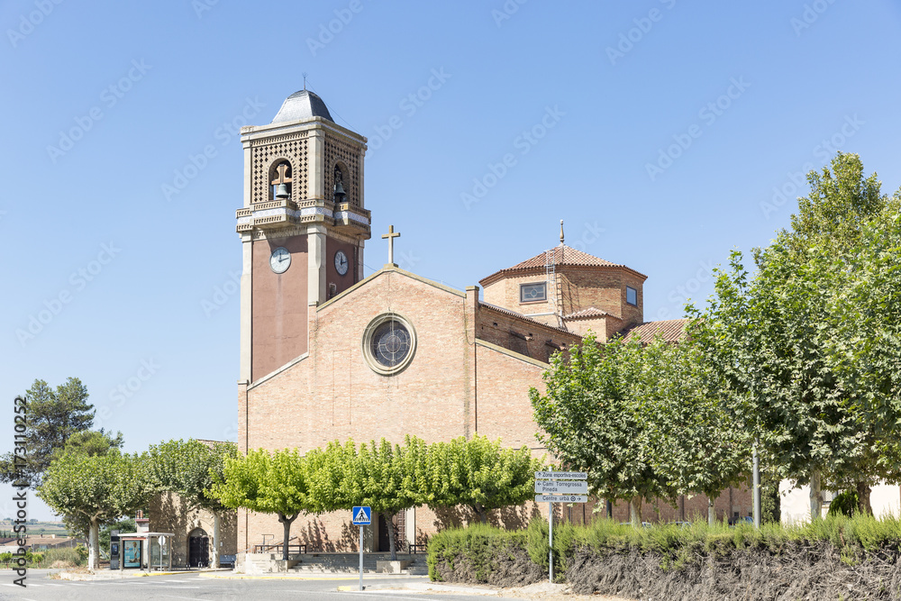 San Miguel Arcangel church in Bell-lloc de Urgell town, province of Lleida, Spain