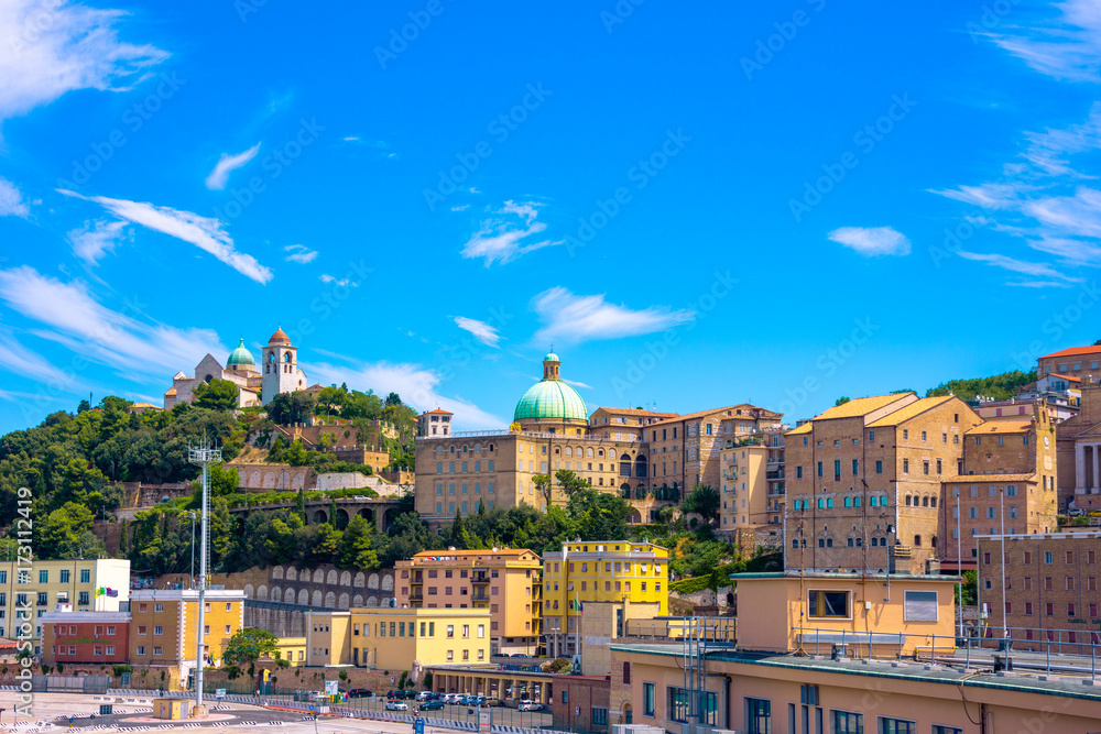 View of the city of Ancona from the port, Italy.