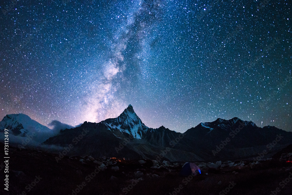 Night landscape with sky full of stars in the mountains Night landscape with sky full of stars in the mountains
