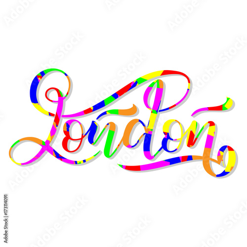 Hand written city name. Hand lettering calligraphy. London. Hand made vector Lettering.