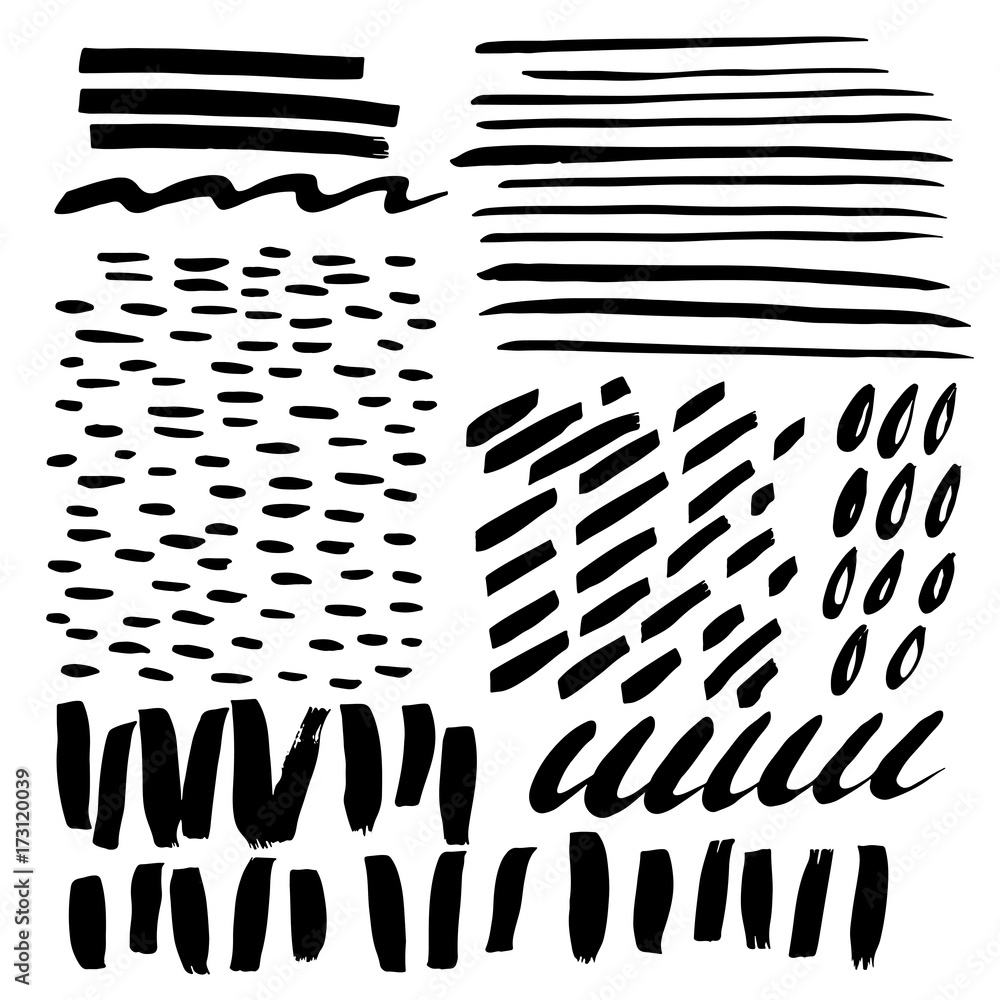 Hand drawn scribble and spot. Vector set of design elements. Ink abstract textures. Hand drawn scribble and spot. Vector set of design elements. Ink abstract textures.