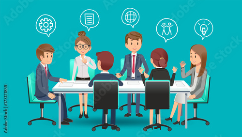 Business meeting to planing for future. Solving problems from working in the office. brainstorming group concept.