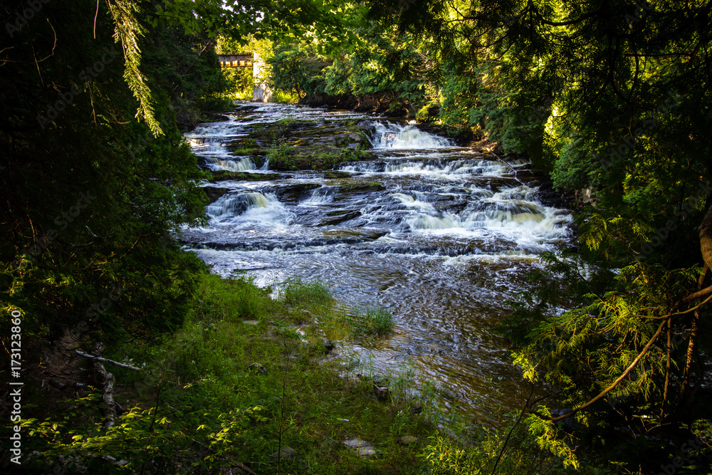 Michigan Upper Peninsula Waterfall. Falls River Falls is an easily